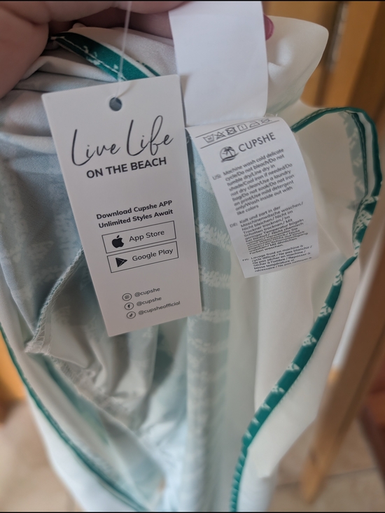 Cupshe White Midi Dress with Teal Stripe Print - Picture 7 of 7